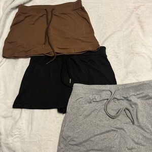 Women's Casual Skirts with Shorts - Black, Gray, and Brown